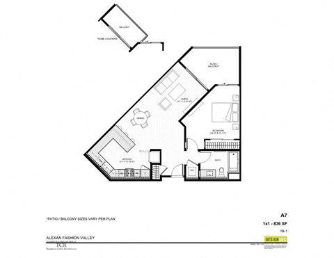 A12 1x1 Loft floor plan
